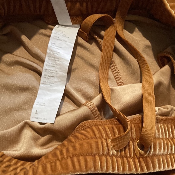 Fabletics velvet pants size large joggers color is light honey - Picture 3 of 4